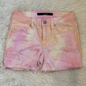 Joe's Jeans Harlow Denim Shorts Girl's 14‎ Rainbow Tie Dye Frayed Hem Buttoned